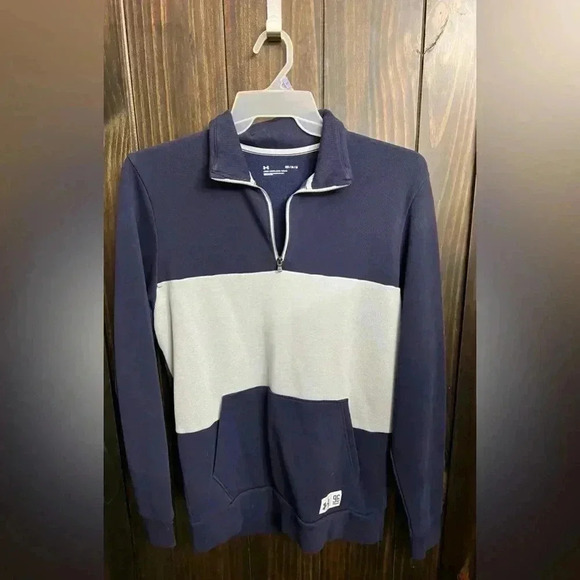 Under Armour UA Playback Fleece 1/4 Zip Navy/Gray Size:Medium - Picture 12 of 15